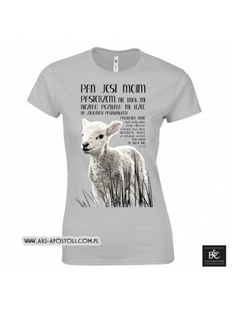 Koszulka damska „Pan jest moim Pasterzem” szara