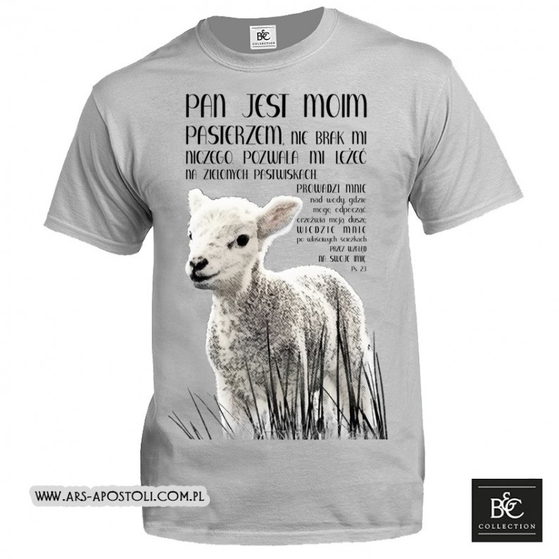 Koszulka męska „Pan jest moim Pasterzem” szara