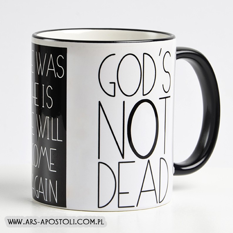 Kubek religijny z rantem „God's not dead”