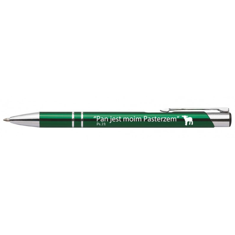 Długopis ze Słowem Bożym "Pan jest moim Pasterzem..." zielony ciemny